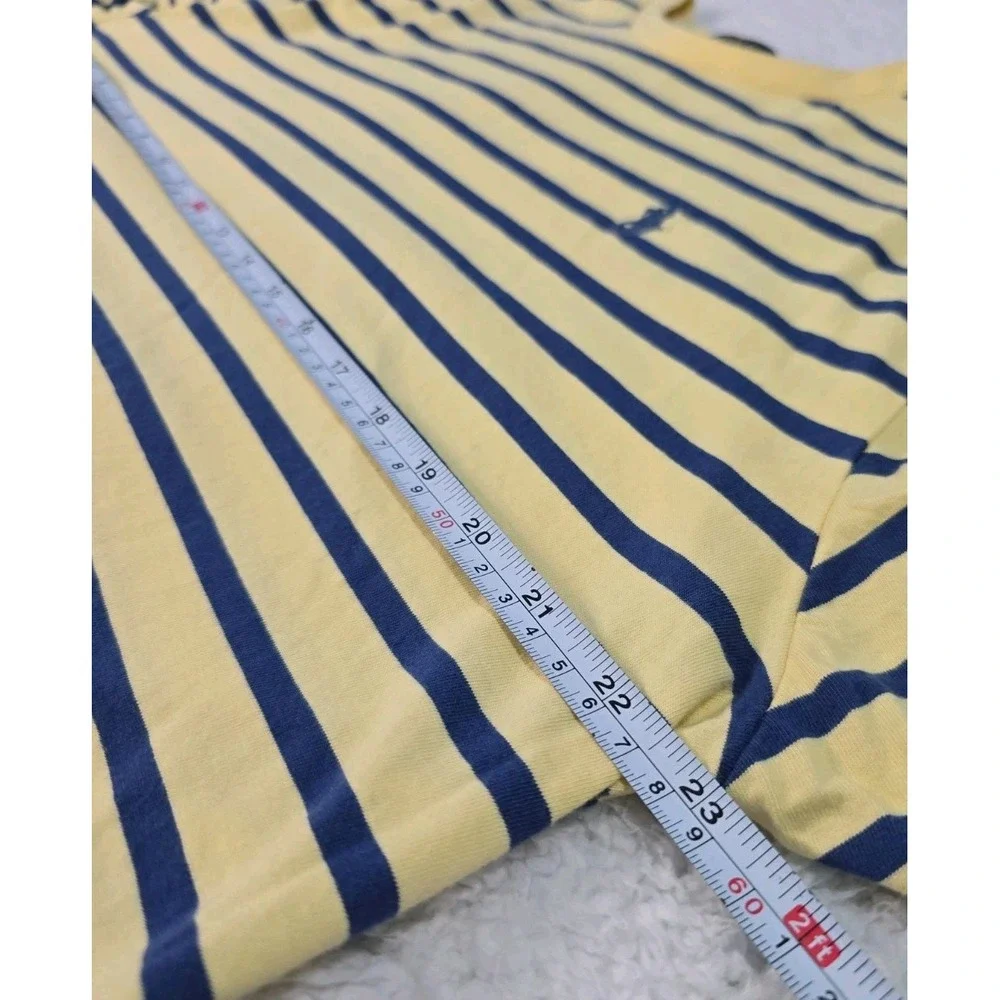 Polo Ralph Lauren Mens L T-Shirt Yellow Navy Blue Striped Classic Fit Pony Logo
